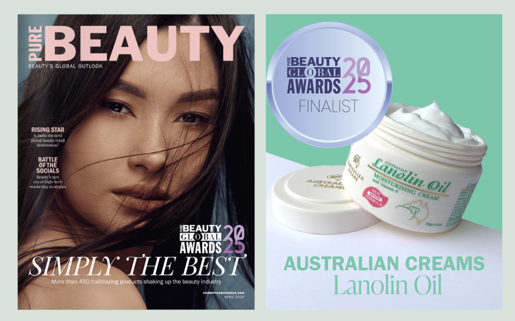 Australian Creams Lanolin Oil Moisturising Cream Recognised in the 2025 Pure Beauty Global Awards